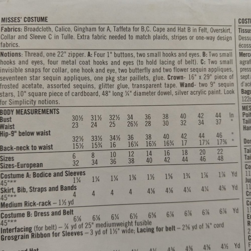 Wizard Of Oz Costume 12 Dorothy Dress 12 14 16 Witches Simplicity 7808 Pattern - Picture 4 of 6